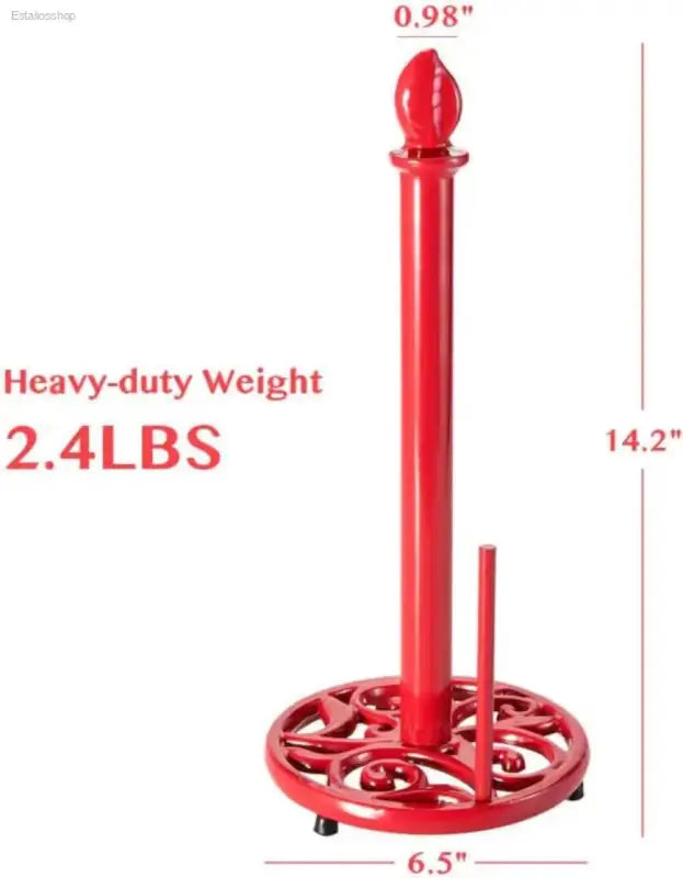 Vintage Red Cast Iron Paper Towel Holder for Kitchen - Estalios