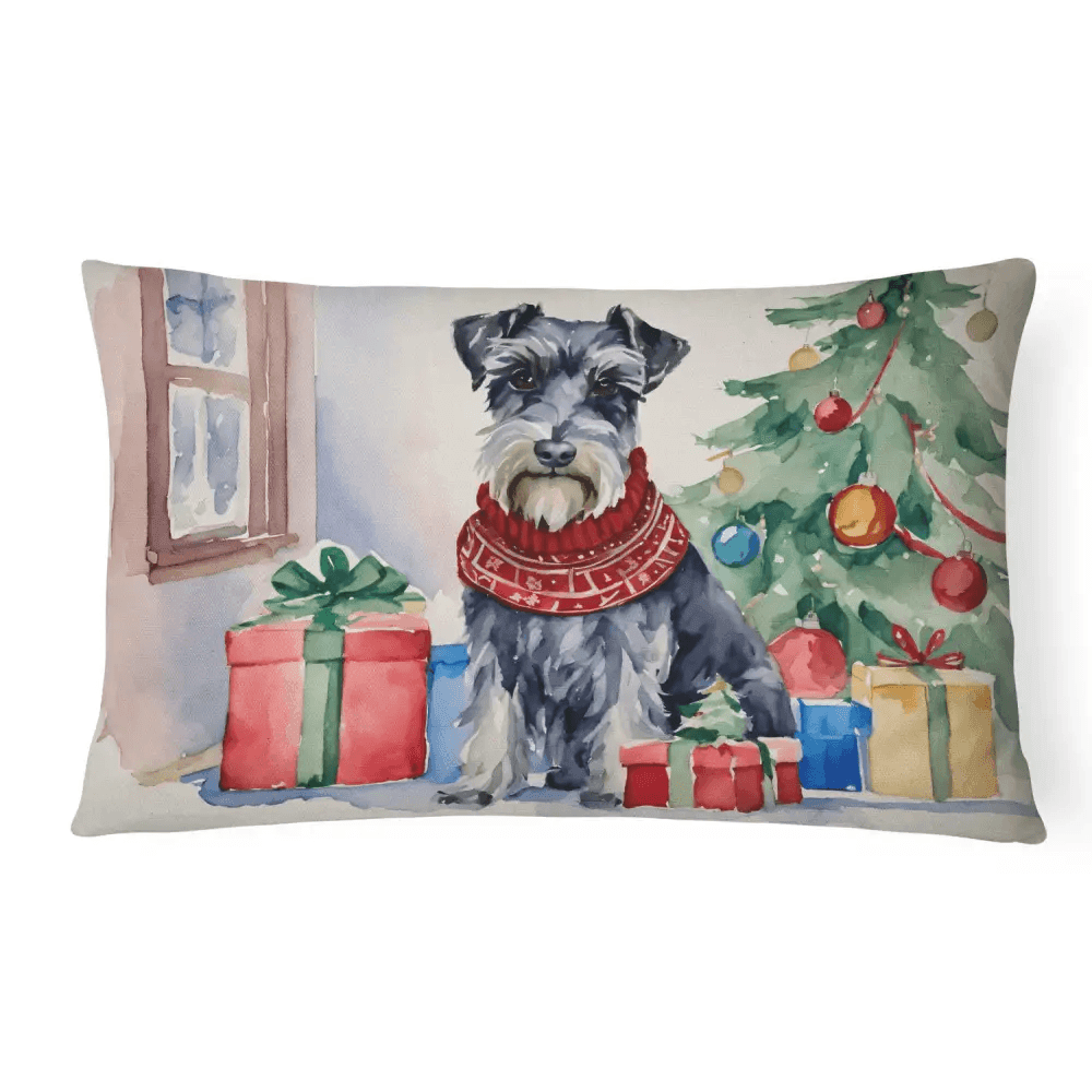 Schnauzer Christmas Throw Pillow for Indoor and Outdoor Use - Estalios
