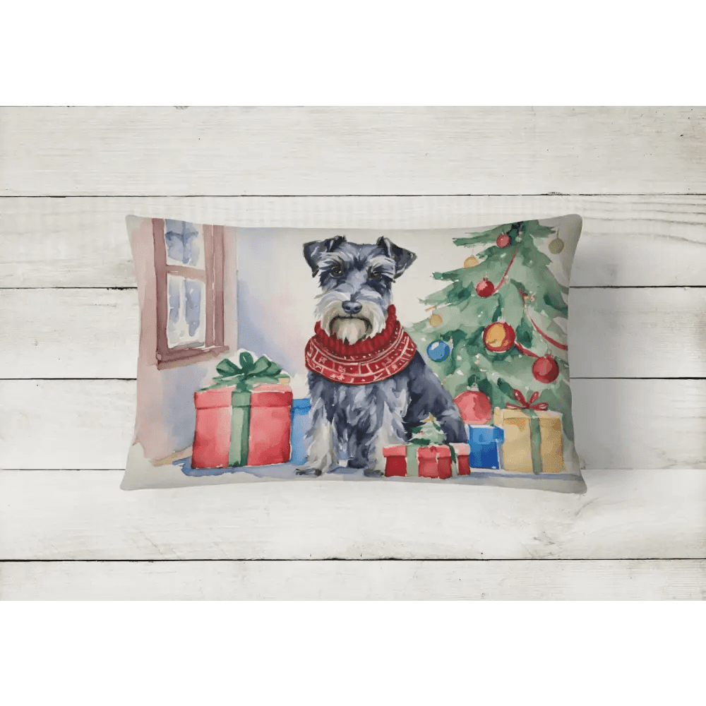 Schnauzer Christmas Throw Pillow for Indoor and Outdoor Use - Estalios