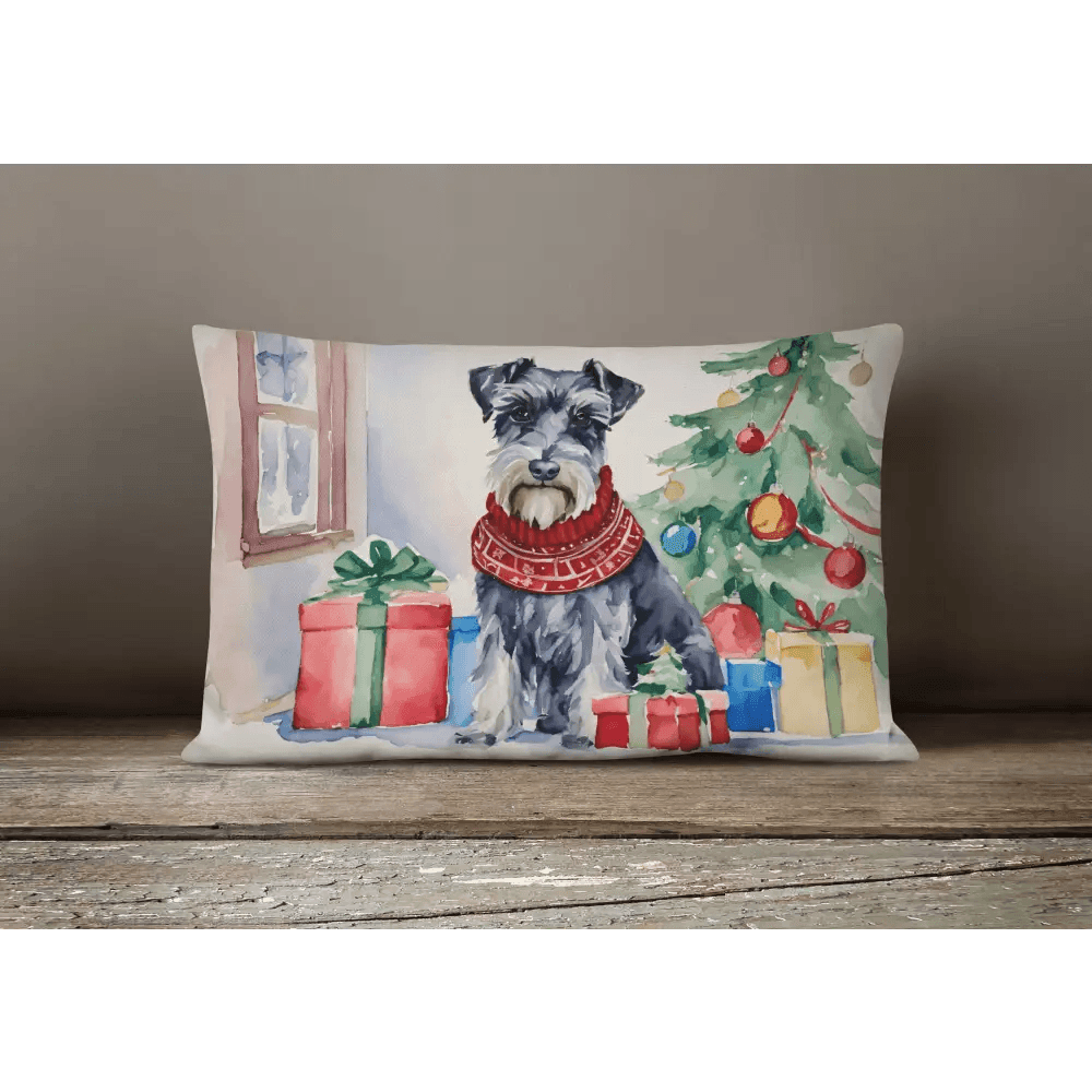 Schnauzer Christmas Throw Pillow for Indoor and Outdoor Use - Estalios