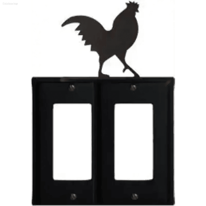 Wake Up Your Walls: Rooster Switch Plate! Black Rooster Double Switch Plate: Add a touch of country charm to your home decor with this stylish switch plate - Estalios