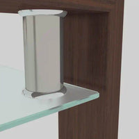 Sleek Fusion Glass-Top Table with Chic Brown Legs - Estalios
