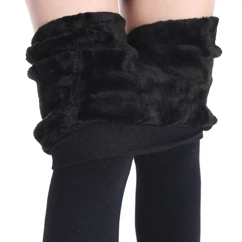 Black fleece-lined warm winter leggings perfect for staying cozy and stylish