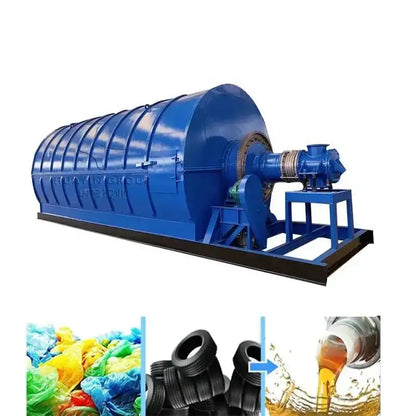 Blue industrial pyrolysis reactor for waste oil pyrolysis in Waste Oil Pyrolysis Powerhouse