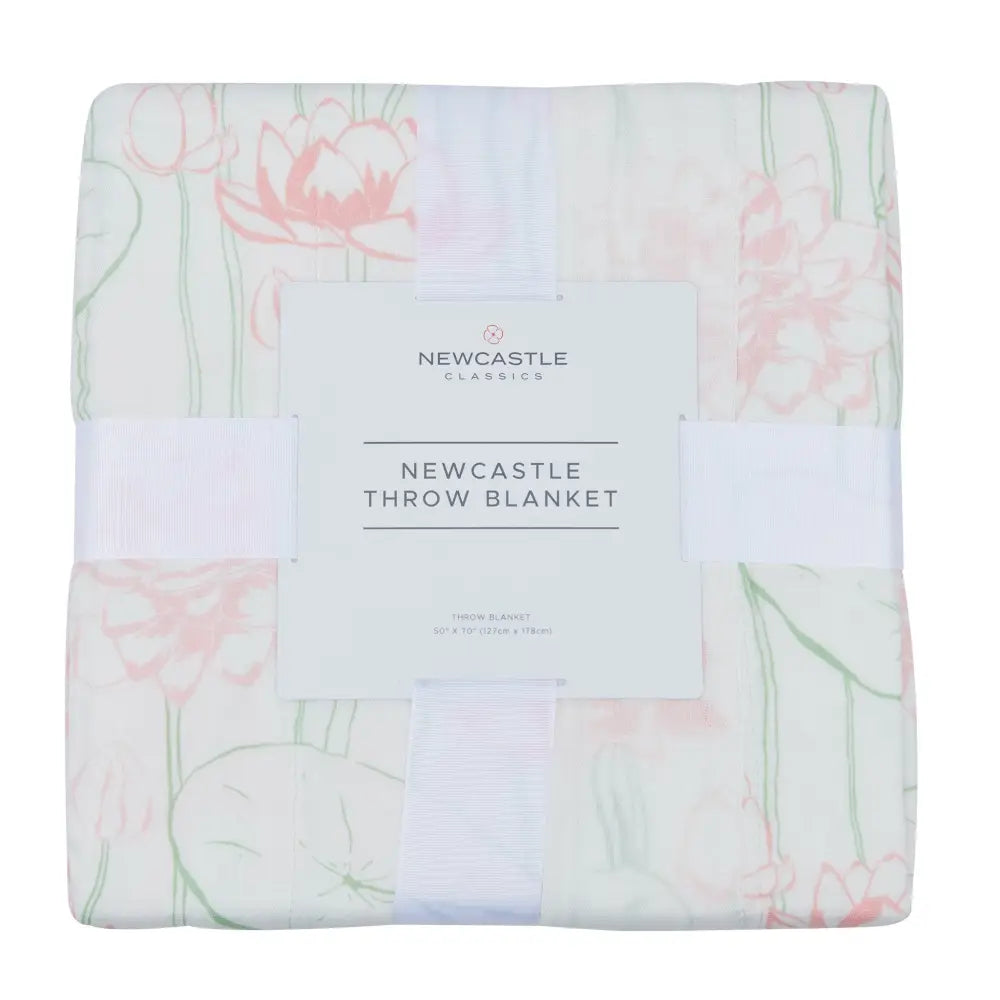 Cozy Water Lily Bamboo Bloom Throw blanket featuring a vibrant floral design