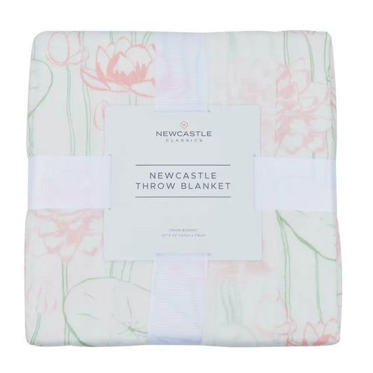 Cozy Water Lily Bamboo Bloom Throw blanket featuring a vibrant floral design