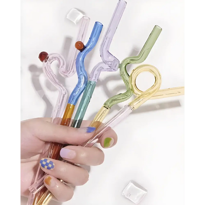 Colorful, whimsical glass straws for your Whimsical Eclectic Dopamine drinks