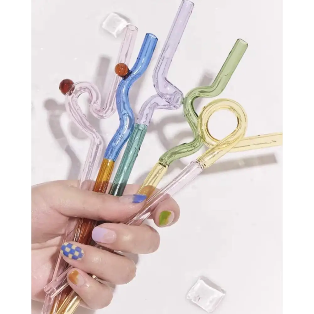 Colorful glass straws for a Whimsical Eclectic Dopamine Dessert Dream drink