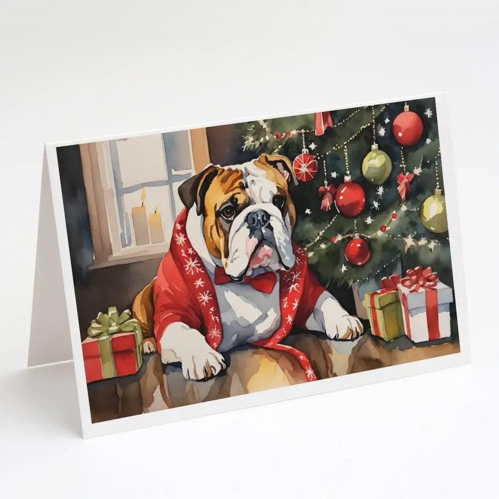 Whimsical English Bulldog Christmas Greeting Cards Pack of 8 - Estalios
