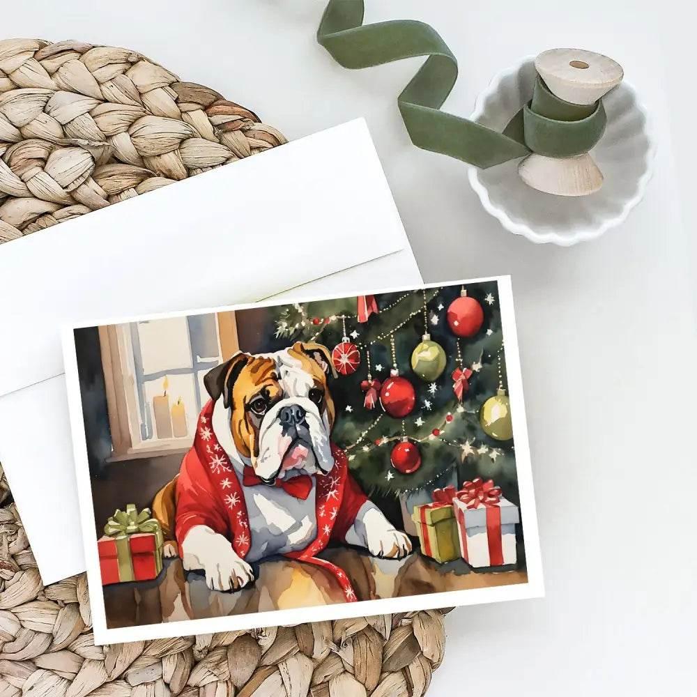 Whimsical English Bulldog Christmas Greeting Cards Pack of 8 - Estalios