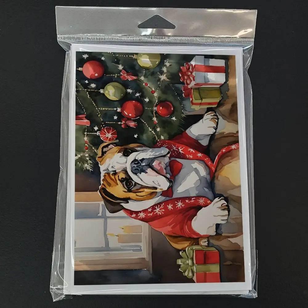 Whimsical English Bulldog Christmas Greeting Cards Pack of 8 - Estalios