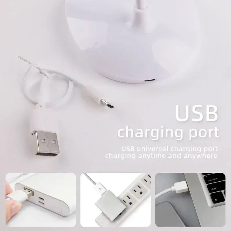 White USB-rechargeable LED Desk Lamp with Eye Protection for comfortable lighting