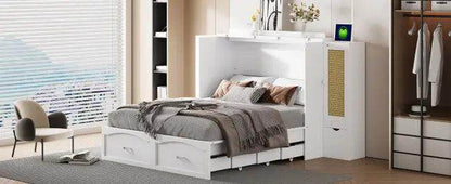 Sleek White Murphy Bed With Smart Storage Solution - Estalios
