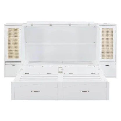 Sleek White Murphy Bed With Smart Storage Solution - Estalios