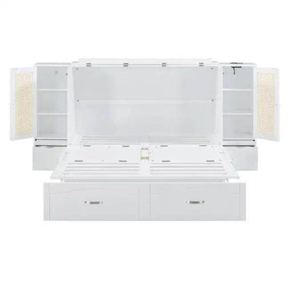 Sleek White Murphy Bed With Smart Storage Solution - Estalios