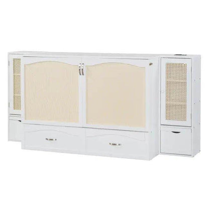 Sleek White Murphy Bed With Smart Storage Solution - Estalios