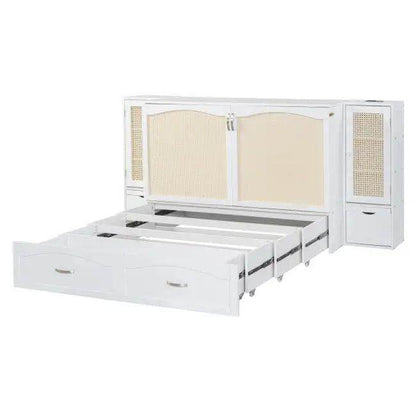 Sleek White Murphy Bed With Smart Storage Solution - Estalios