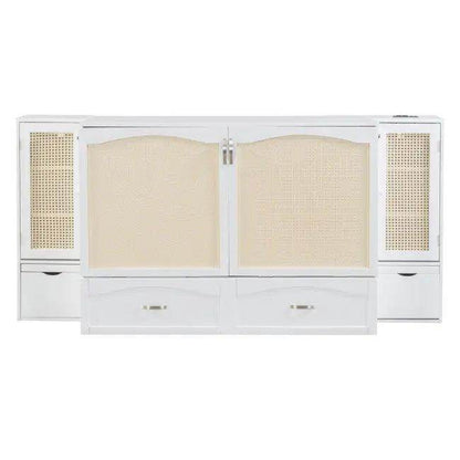 Sleek White Murphy Bed With Smart Storage Solution - Estalios