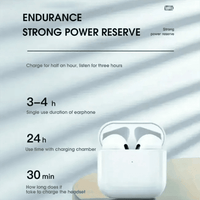 White Pro4 TWS Bluetooth Earbuds with Charging Case - Immersive Sound - Estalios