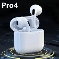 White Pro4 TWS Bluetooth Earbuds with Charging Case - Immersive Sound - Estalios