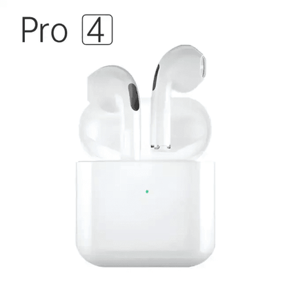 White Pro4 TWS Bluetooth Earbuds with Charging Case - Immersive Sound - Estalios