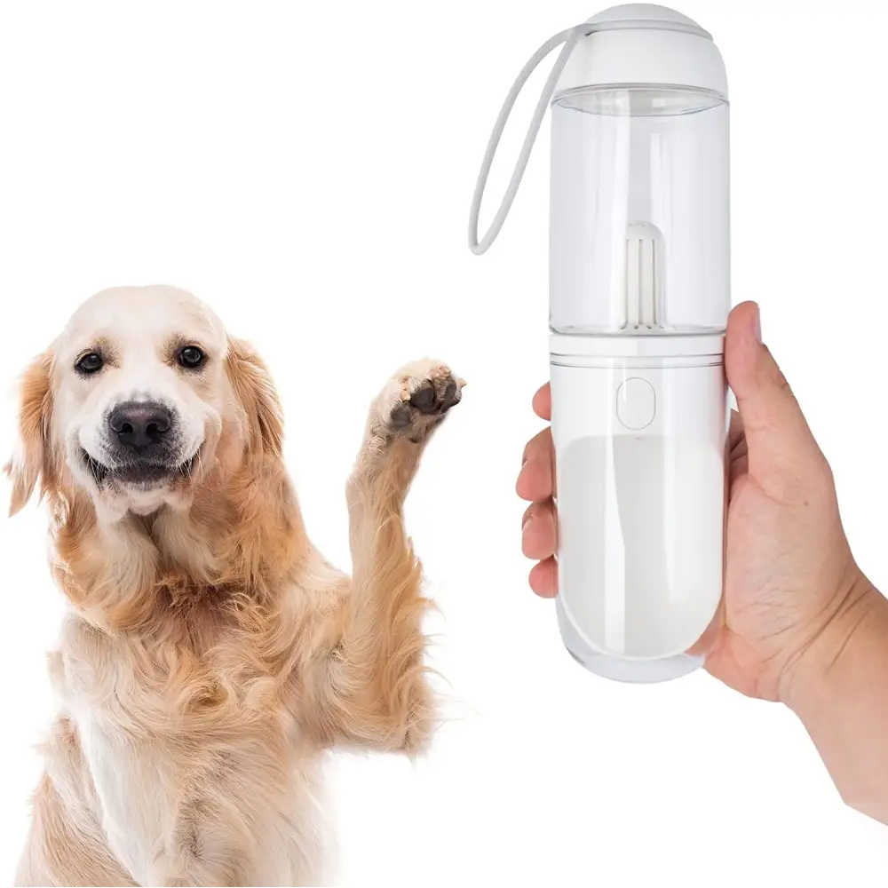 White Travel Dog Bottle with Secret Stash for portable dog water on the go