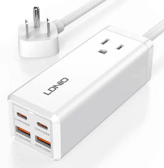 White USB Multi-Port Charger Power Strip for Fast Charging - Estalios