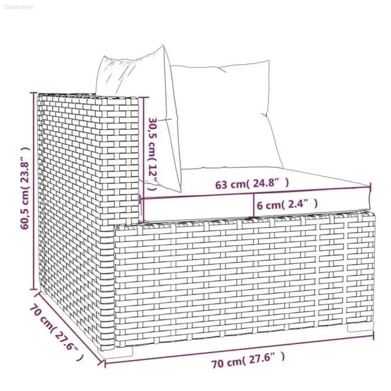 Green Cushion Outdoor Middle Wicker Sofa Seat - Estalios