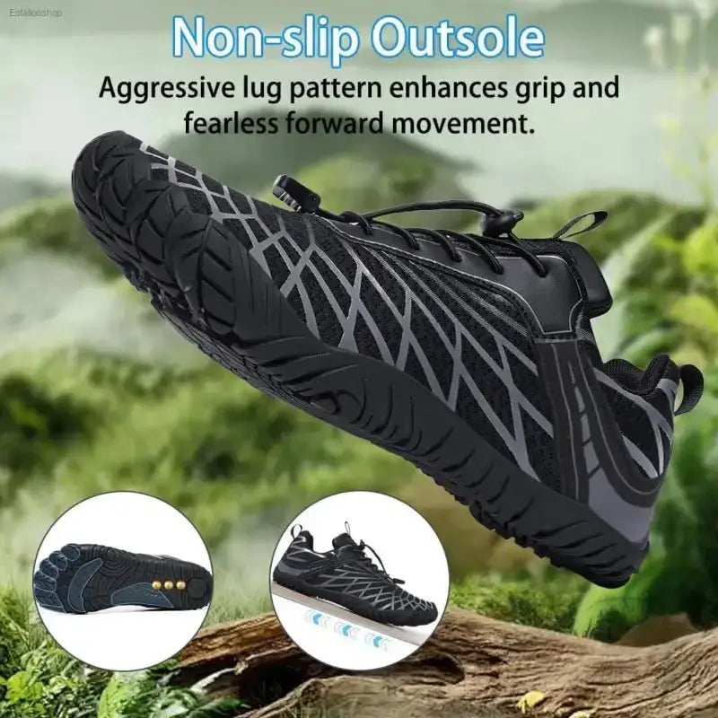 Wide Toe Barefoot Hiking Shoes with Breathable Mesh Upper for Unisex Outdoor Adventures - EstaliosShop