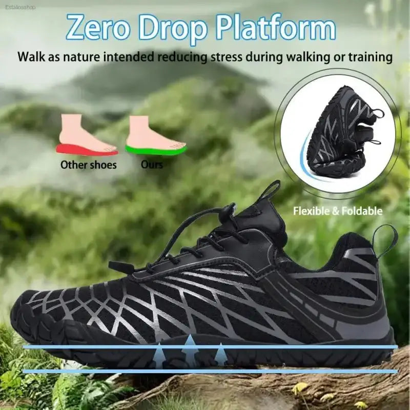 Wide Toe Barefoot Hiking Shoes with Breathable Mesh Upper for Unisex Outdoor Adventures - EstaliosShop