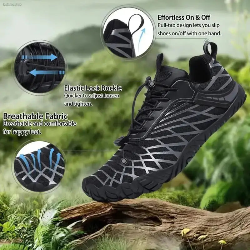 Wide Toe Barefoot Hiking Shoes with Breathable Mesh Upper for Unisex Outdoor Adventures - EstaliosShop