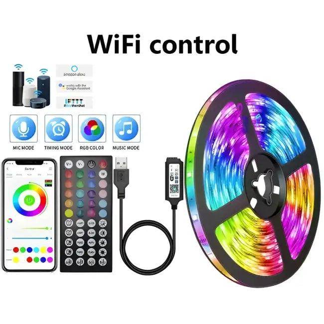 WiFi Color-Changing LED Strip Lights with Bluetooth Control - Estalios