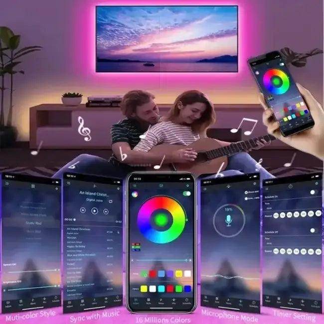 WiFi Color-Changing LED Strip Lights with Bluetooth Control - Estalios
