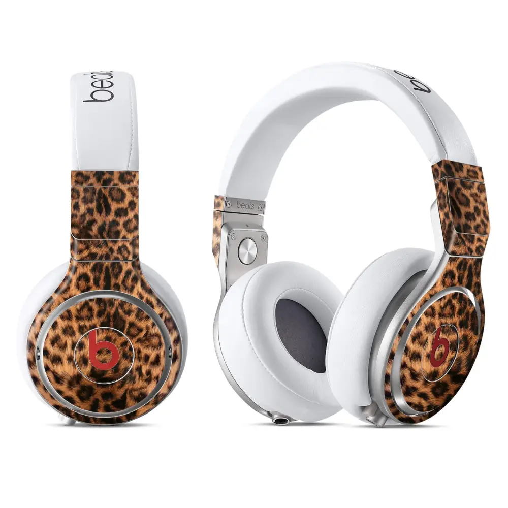 White and leopard print Beats Solo Pro Leopard Luxe headphones for stylish audio lovers