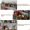 Wine Bar Cabinet with LED Lights and Ample Storage Space - Estalios
