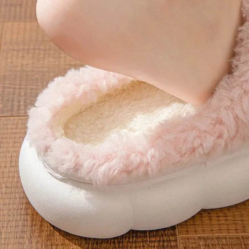 Winter Warm Fur Slippers for Women Cute Bow Non Slip Plush - Estalios