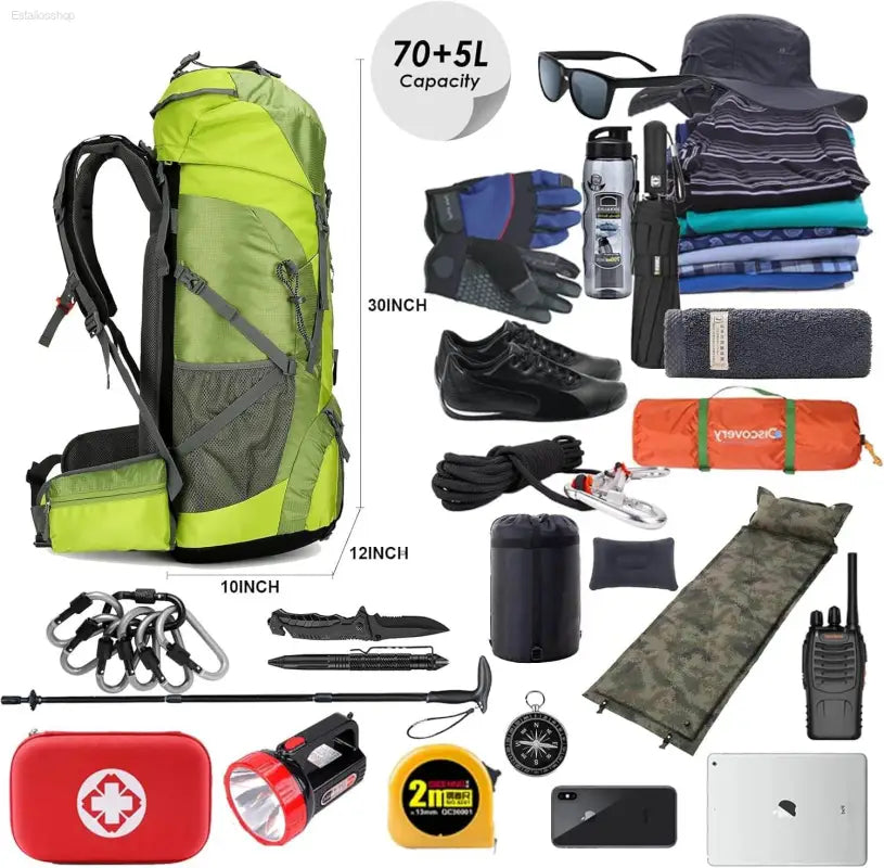 Wintming 75L Waterproof Hiking Backpack with Rain Cover - Perfect for Camping and Outdoor Adventures for Men and Women - Estalios