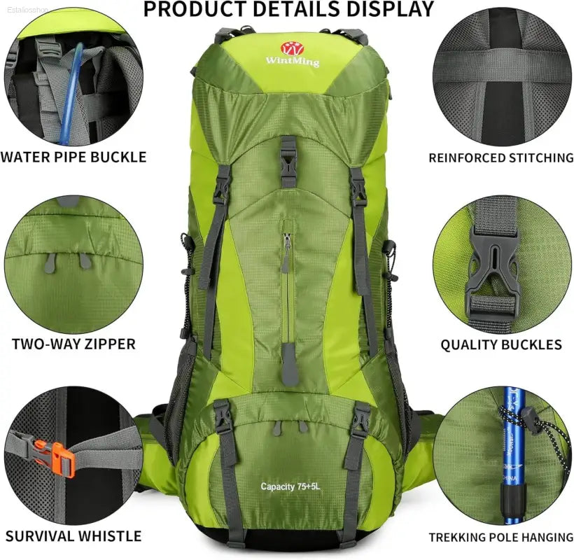Wintming 75L Waterproof Hiking Backpack with Rain Cover - Perfect for Camping and Outdoor Adventures for Men and Women - Estalios
