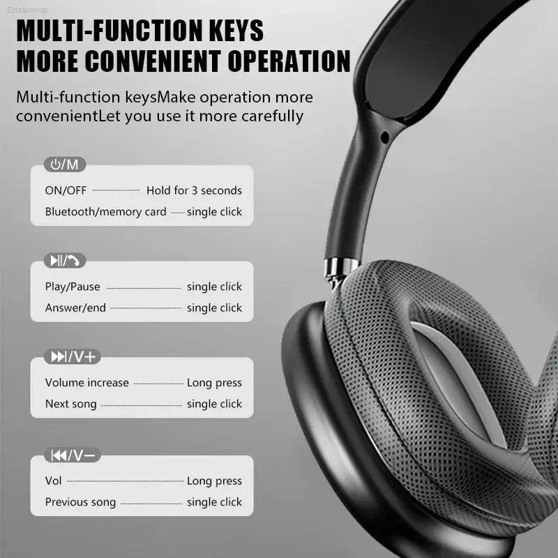 Wireless Bluetooth Headphones with Mic for Sports and Gaming - Estalios