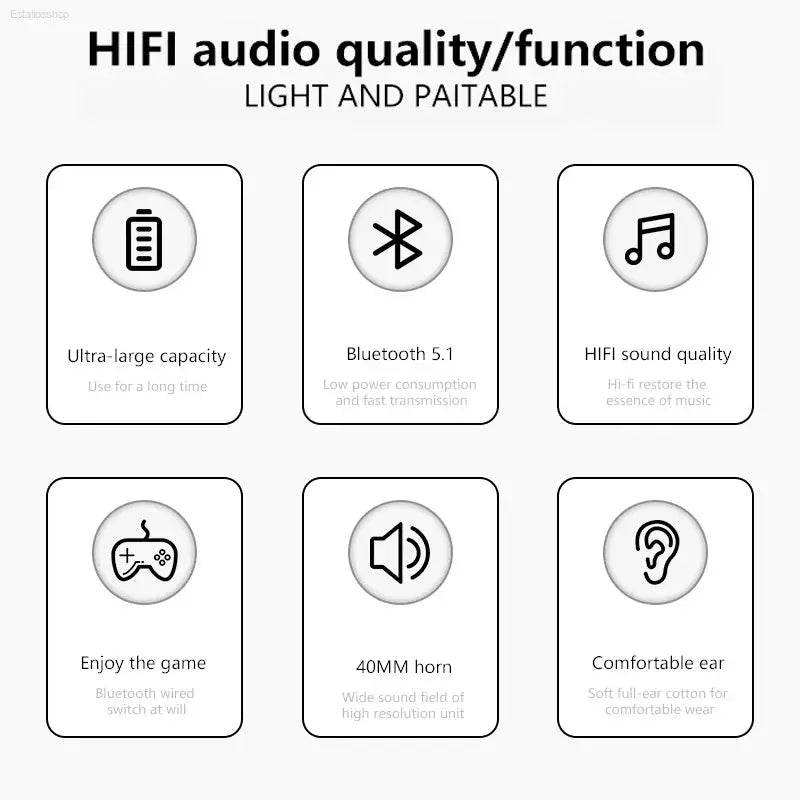 Wireless Bluetooth Headphones with Mic for Sports and Gaming - Estalios