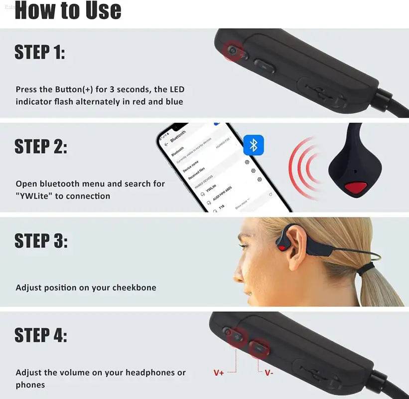 Wireless Bone Conduction Earphones with Sweatproof Design - Estalios