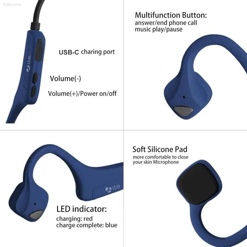Wireless Bone Conduction Earphones with Sweatproof Design - Estalios