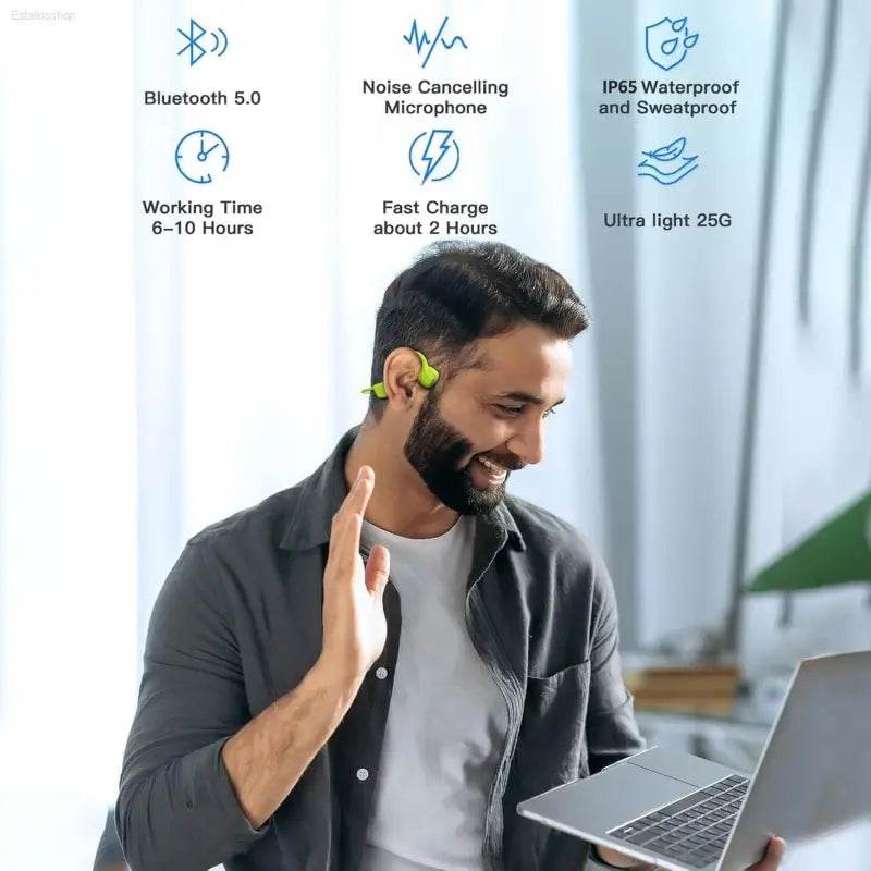 Wireless Bone Conduction Earphones with Sweatproof Design - Estalios