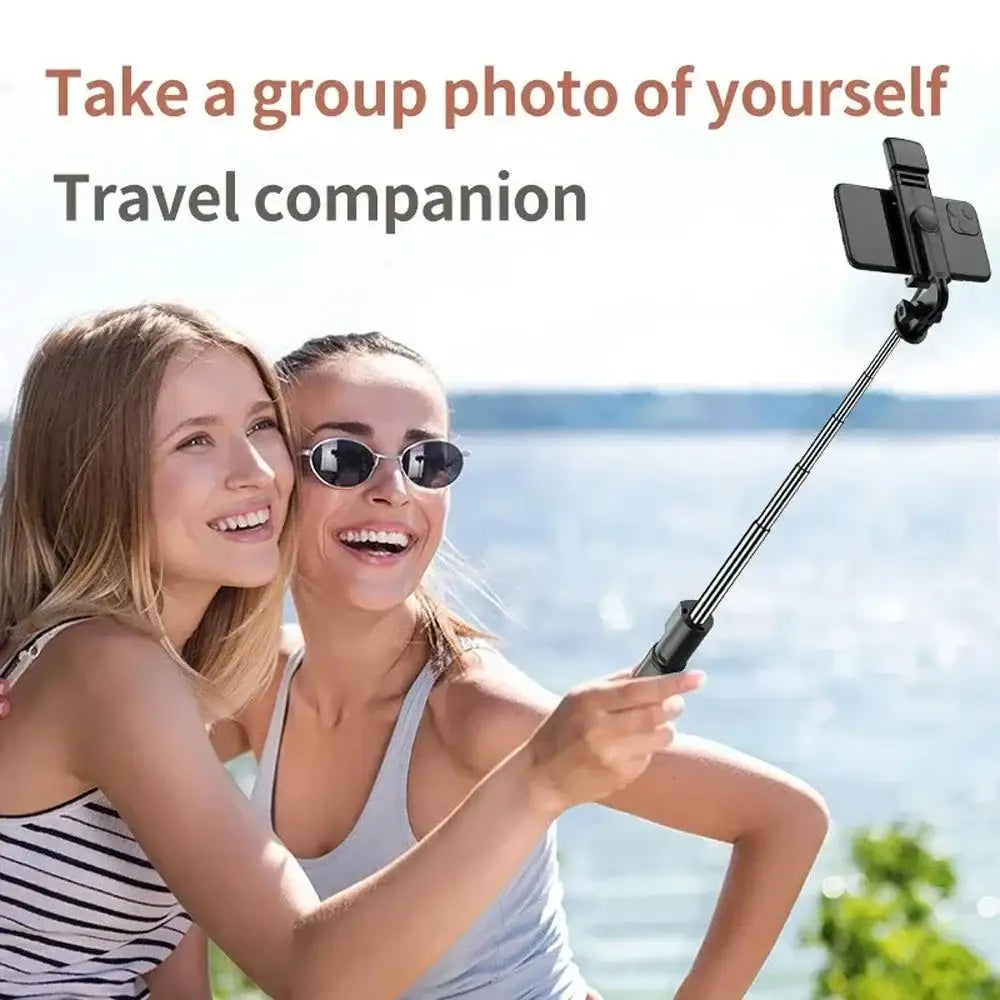 Extendable selfie stick with phone for the Wireless Selfie Stick Tripod with Light