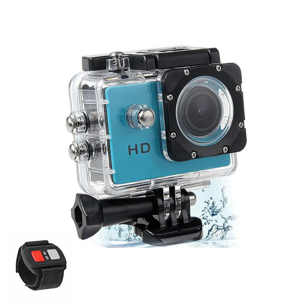 Blue action camera in waterproof case featured in Womens Clothing Deals collection