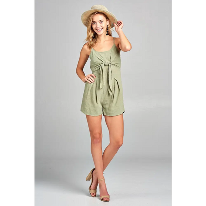 Women’s Front Tie Tank Romper with Open back - Jumpsuits & Rompers