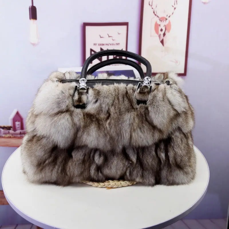 Women’s Korean-style One-shoulder Crossbody Fox Fur Bag