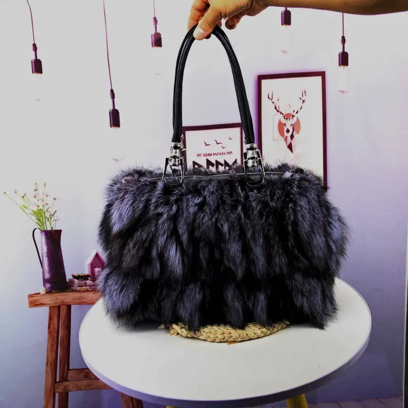 Women’s Korean-style One-shoulder Crossbody Fox Fur Bag