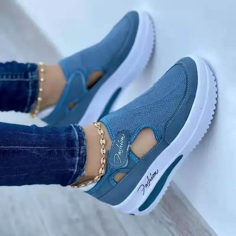 Women's Sneakers Summer New Ladies Casual Low Wedge Mesh Shoes - Estalios