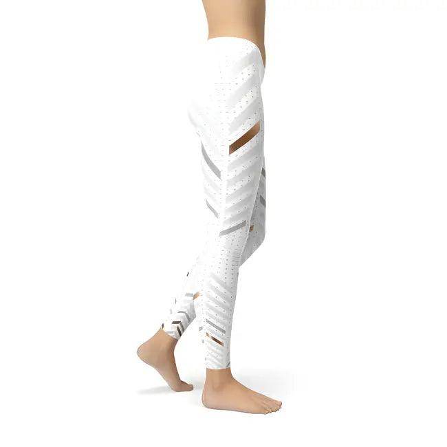 Step Up Your Style with Epic White Patterned Leggings - Estalios